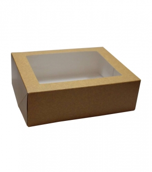 Kuchenverpackung mit Sichtfenster hellbraun mittel, für Mehlspeisen, 18,5x15x6cm